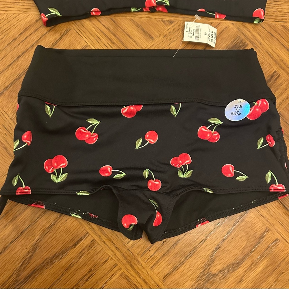 🍒 Gym to Swim Cherries PINK Victoria's Secret Black Cherry Bikini - Picture 4 of 15